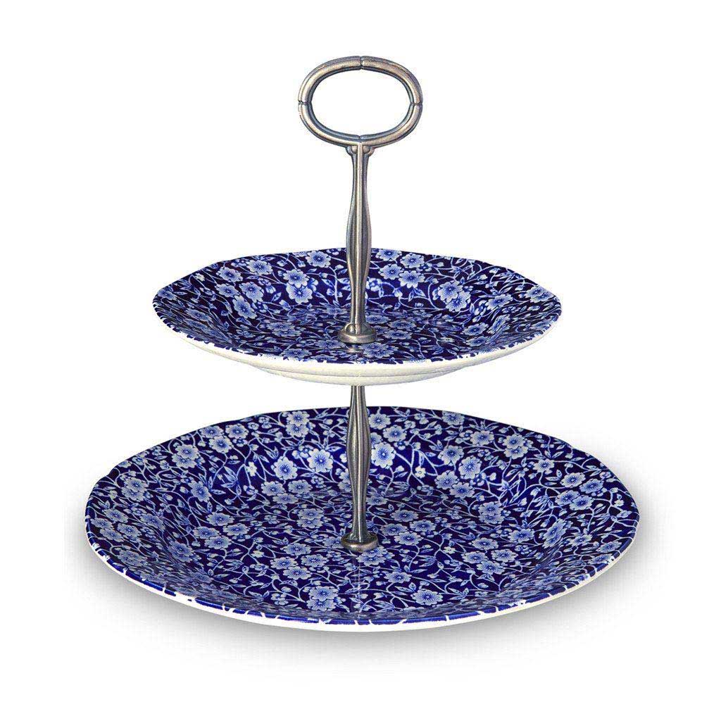 Burleigh Dark Blue Calico Cake Stand 2 Tier
